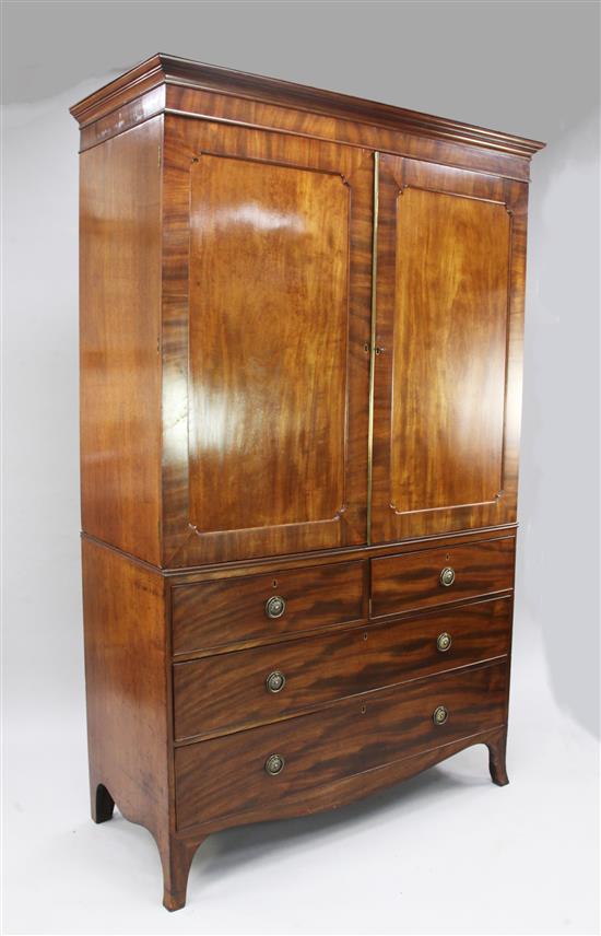 A George III mahogany linen press, W.4ft 2in.